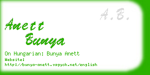 anett bunya business card